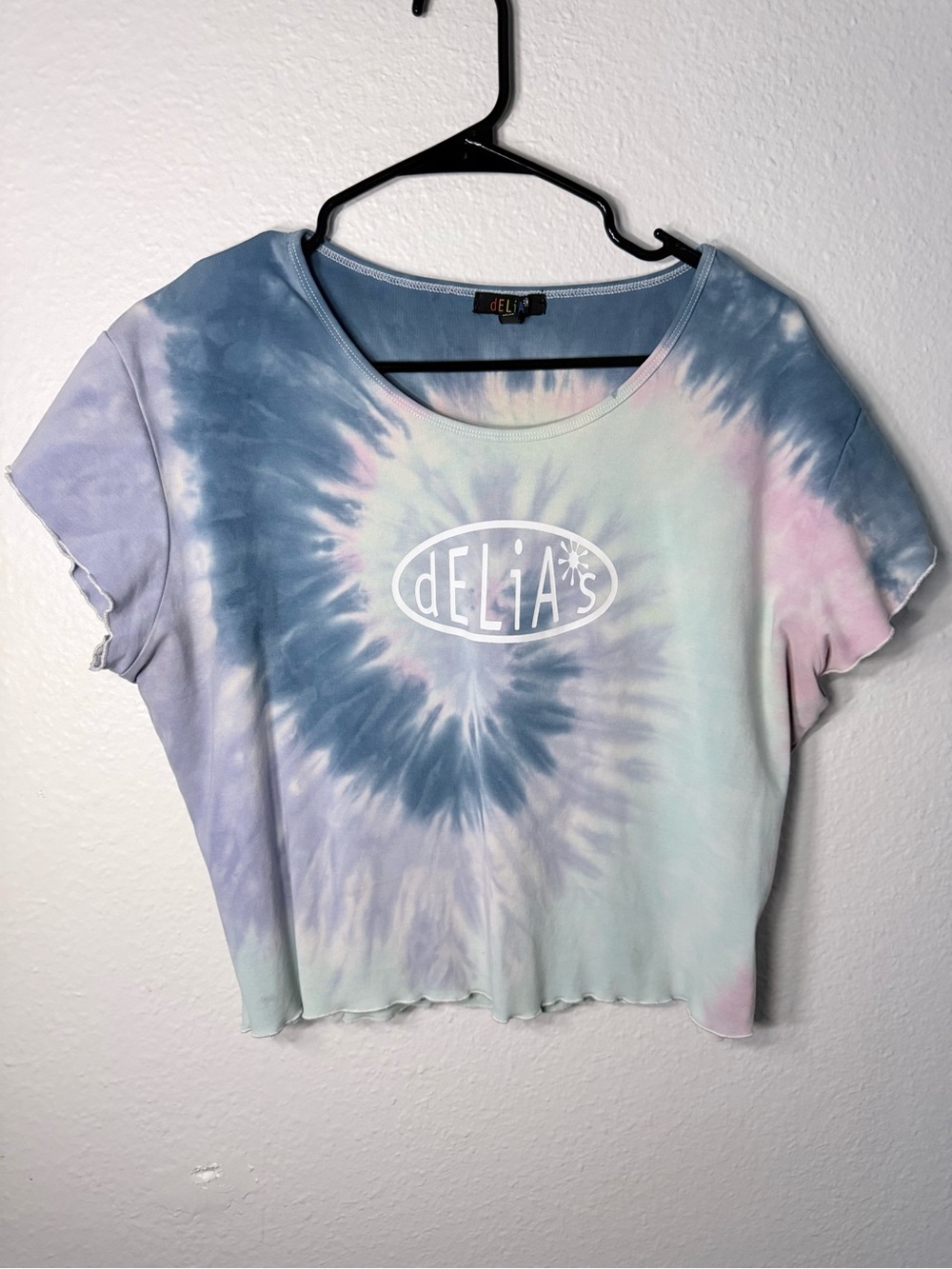 dELiA*s Pastel Tie-Dye Crop Top - Blue, Pink, Mint